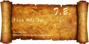 Ticz Béla névjegykártya